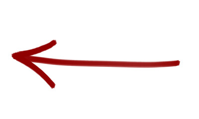 Red Left Arrow Sketch on White Background