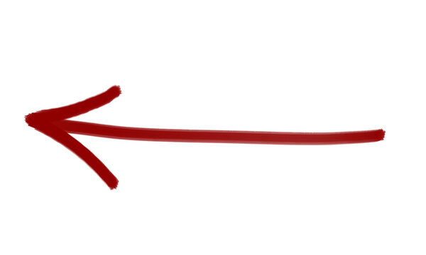 Red Left Arrow Sketch on White Background