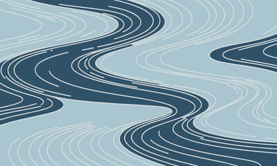 Abstract Wavy Pattern in Blue and White.
