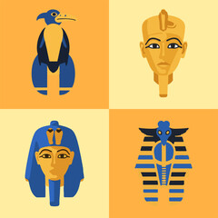 set illustration vector graphic of pharaoh mask