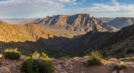 Panoramic view of the Grand Canyons vast and rugged landscape under a clear sky.