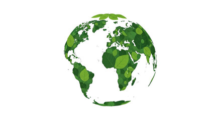 Globe covered in green leaves symbolizing eco-friendly world and sustainability concept