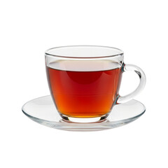 Clean Isolated Image of Glass Tea Cup with Saucer
