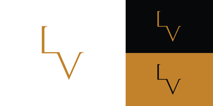 Elegant and luxurious LV letter initial logo design