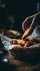 Crispy fried chicken pieces in basket