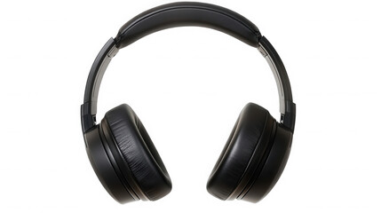 Black wireless headphones isolated on transparent background for listening to music