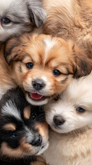 Joyful Furry Friends: Puppes Romping and Frolicking n Playful Harmony, Spreadig Happiness and Laughter wth Their Adorable Antics ad Boundless Energy