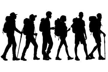 Backpacker Silhouette Bundle, Hiking Traveler Vector Set, Outdoor Adventure Clipart Collection