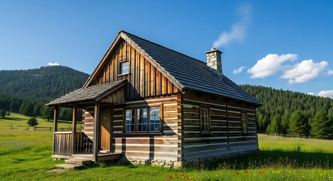 Rustic Cabin in Nature - A Peaceful Retreat in the Mountains.