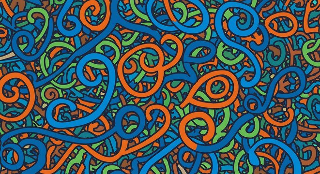 Vibrant Abstract Swirls and Loops Pattern Seamless Background. - Powered by Adobe