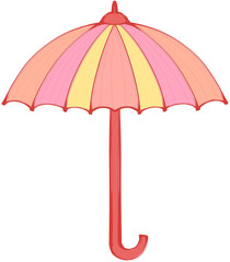 Striped Colorful Summer Umbrella Sketch Illustration