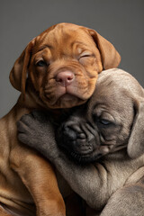 Joyful Furry Friends: Puppes Romping and Frolicking n Playful Harmony, Spreadig Happiness and Laughter wth Their Adorable Antics ad Boundless Energy