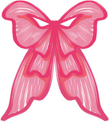 Stylized Vibrant Pink Ribbon Bow Illustration