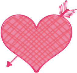 Pierced Pink Heart with Cupid's Arrow Illustration