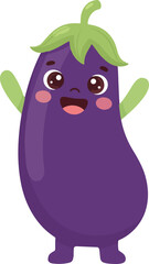 Eggplant Funny Vegetable Cartoon Character 