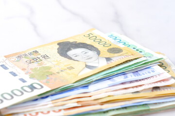 韓国Wonの紙幣 - 韓国の通貨、ウォンKRWの紙幣
