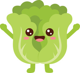 Cute Romaine Lettuce Cartoon Character Illustration 
