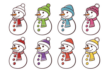 set of Snowman silhouette vector illustration isolated on white background