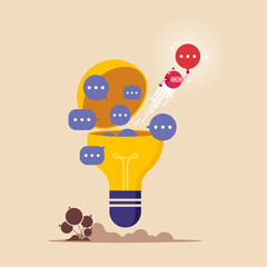 Smart robot thinking about new idea or solve problem, AI artificial intelligence technology to think and advice new idea, support and help, innovation