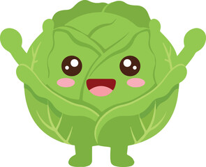 Cute Cabbage Vegetable Cartoon Character