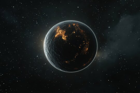 Cosmic event glowing planetary formation outer space digital art galactic environment distant view celestial concept