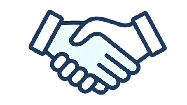 This image features a simple line illustration of two hands shaking, symbolizing agreement, partnership, and mutual trust. The clean and minimal design highlights cooperation and professionalism,
