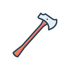 Color illustration icon for hatchet
