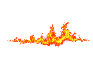 Dynamic horizontal fire flame with swirling orange and yellow textures