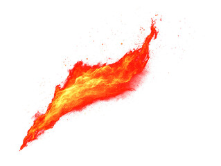 Vibrant abstract fire stream with glowing yellow core and scattered particles
