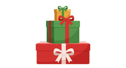 Stack of Colorful Gift Boxes with Ribbons and Bows.