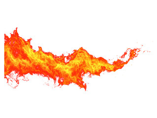 Dynamic horizontal fire streak with glowing orange and yellow flames