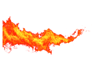 Dynamic horizontal fire streak with glowing orange and yellow flames
