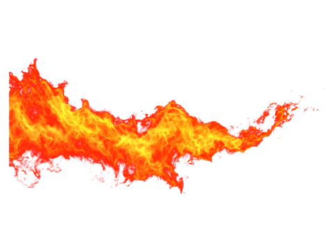 Dynamic horizontal fire streak with glowing orange and yellow flames