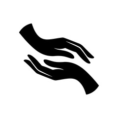 Obraz premium Silhouette of a two caring hands icon vector illustration for help support.