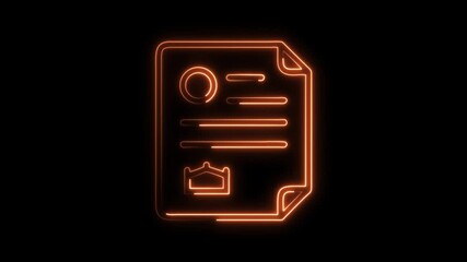 Glowing neon property document outline animation for modern real estate and legal video projects with sleek design and dynamic movement