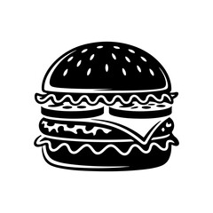 Silhouette of a hamburger cheeseburger fast food loge or icon.