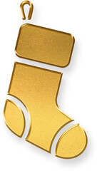Elegant Textured Gold Metallic Christmas Stocking Icon in a Cutout Style.