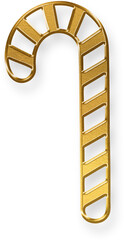 Textured Gold Metallic Candy Cane Icon in a Christmas Cutout Style.