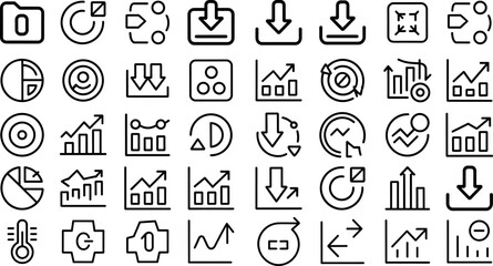 Business Chart Set Vector Isolated Illustration on Transparent Background for Web