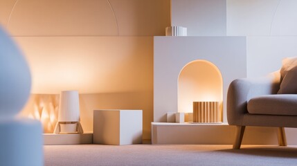 Embrace the beauty of simplicity, choose minimalist abstract wallpaper to highlight the sharp lines and geometric shapes of modernist interior Spaces