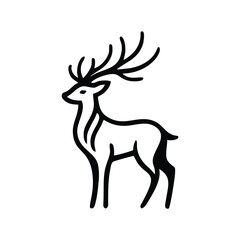 Stylized Deer Stag Outline Logo Design Illustration