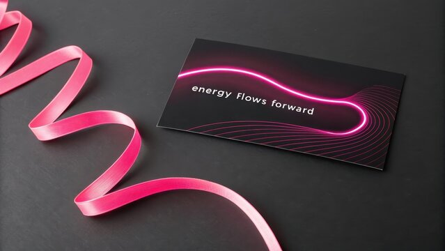 Neon Pink Ribbon Spiraling on Futuristic Design Composition - Powered by Adobe