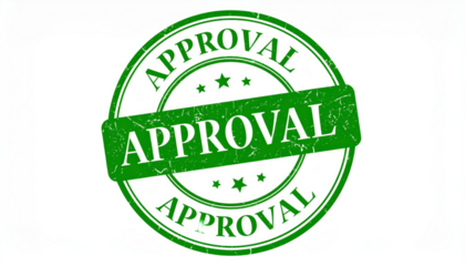 Approval Stamp: A green approval stamp is a symbol of authorization, validation, and consent, conveying official acceptance.