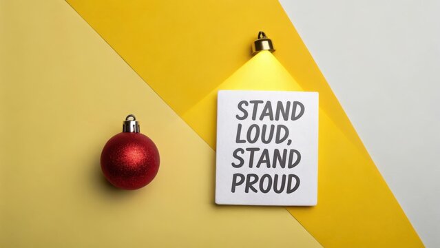 Red Christmas Ornament Next to a White Note With Text - Powered by Adobe