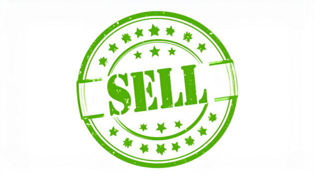 Sell Stamp: A close-up shot of a green SELL stamp. perfect for business needs.