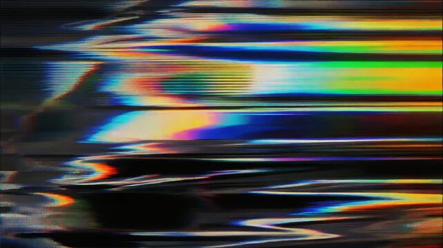 Vibrant Digital Glitch Art Background with Colorful Horizontal Distortion