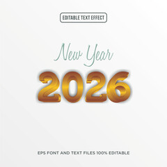 New Year 2026 Gold editable text effect	