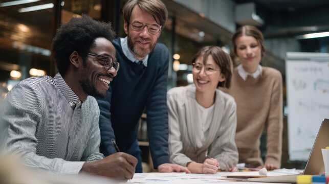 Success group of multiethnic entrepreneurs and business people achieving goals in corporate office - Powered by Adobe