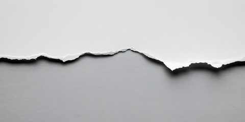 Torn white paper edge against a gray background, symbolizing separation or a break