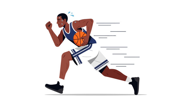 Basketball Player Running with the Ball Vector Illustration